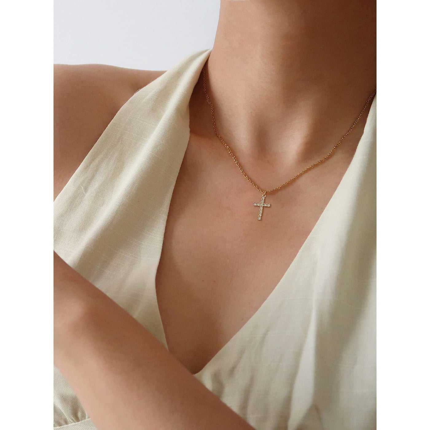 Shine Cross Necklace Gold/Silber