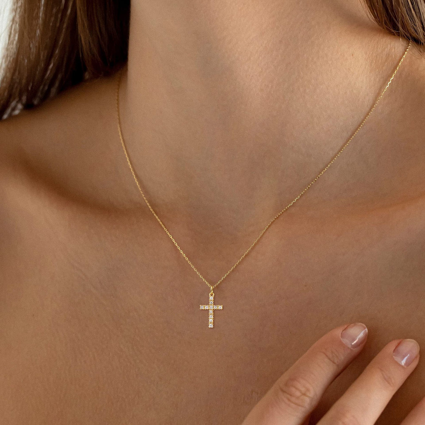 Shine Cross Necklace Gold/Silber