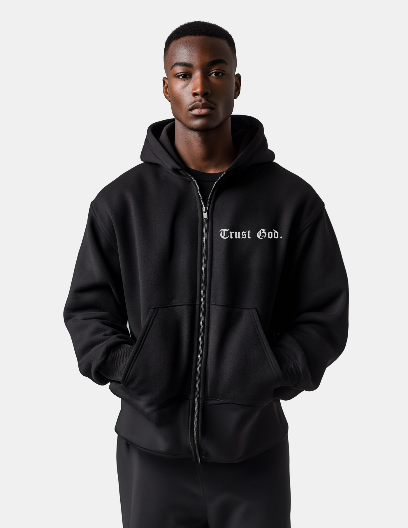 Trust God Zip Hoodie Oversize